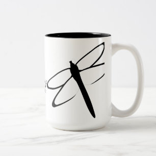 Café Em Dois Tons Caneca De Dragonfly Branca E Preta Monogramada