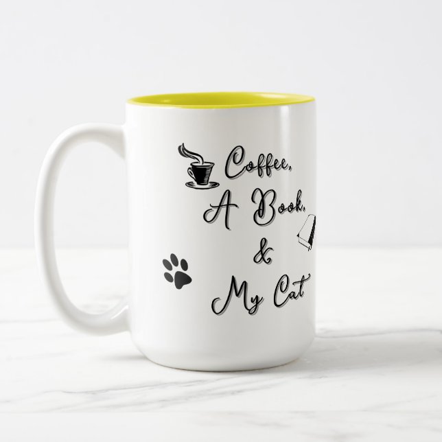 Café Em Dois Tons Caneca de duas cores 15 oz (amarelo) (Esquerda)