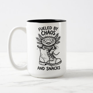 Café Em Dois Tons Caneca de Duas Cores Axolote Caótico Citação Diver