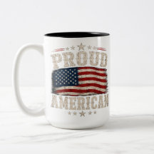 Caneca de Duas Cores com Bandeira dos EUA "Orgulho