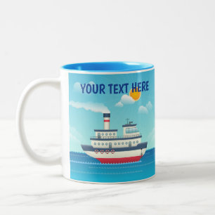 Café Em Dois Tons Caneca de duas cores com desenho animado de barco