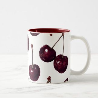 Café Em Dois Tons Caneca de duas cores com padrão de cereja vermelha