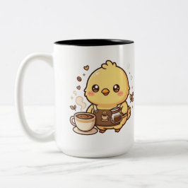 Café Em Dois Tons Caneca de duas cores de Barista de Frango Fofa