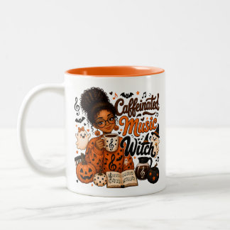 Café Em Dois Tons Caneca de duas cores de professora de música bruxa