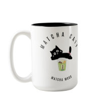 Caneca de Duas Cores Gatinha Matcha Fofa | Kawaii