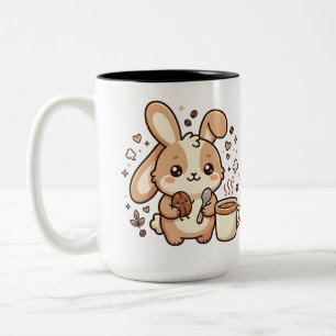 Café Em Dois Tons Caneca de duas cores Kawaii Coffee Bunny