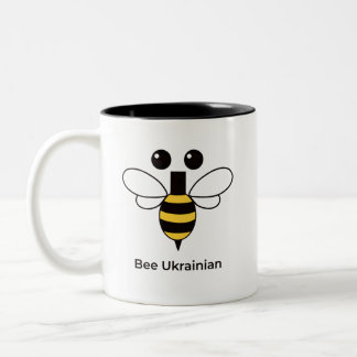 Café Em Dois Tons Caneca de Duas Cores Minimalista Abelha Ucraniana