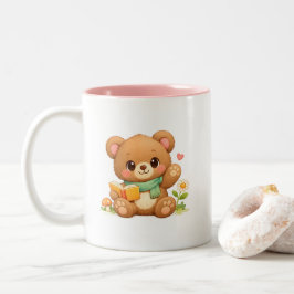 Café Em Dois Tons Caneca de Duas Cores para Crianças | "Urso Leitor 