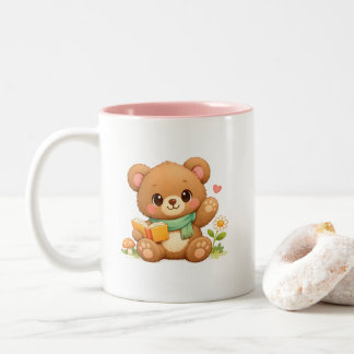 Café Em Dois Tons Caneca de Duas Cores para Crianças | "Urso Leitor