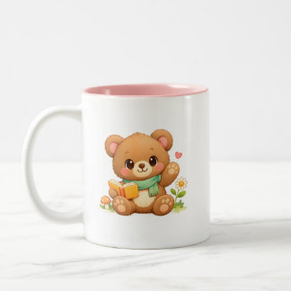 Café Em Dois Tons Caneca de Duas Cores para Crianças | "Urso Leitor