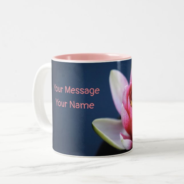 Café Em Dois Tons Caneca de Duas Cores Rosa Flor (Frente Esquerda)