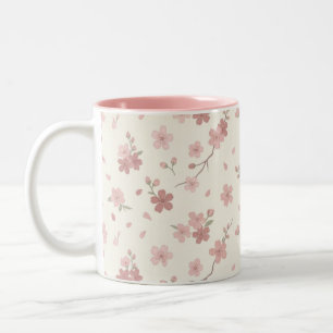 Café Em Dois Tons Caneca de duas tonalidades com flor de cerejeira r