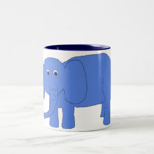 Café Em Dois Tons Caneca de Elefante Azul
