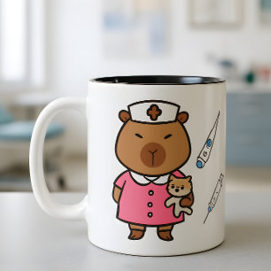Café Em Dois Tons Caneca de Enfermeira Veterinária de Capivara   Caf