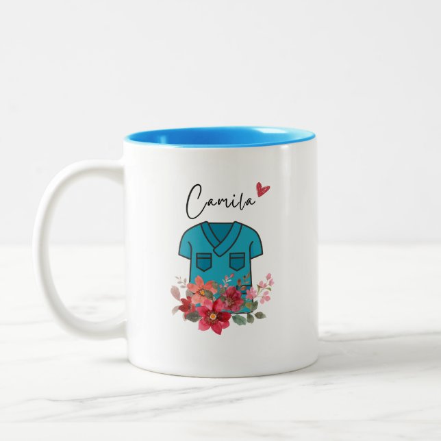 Café Em Dois Tons Caneca de enfermeiro personalizada com nome / Obri (Esquerda)