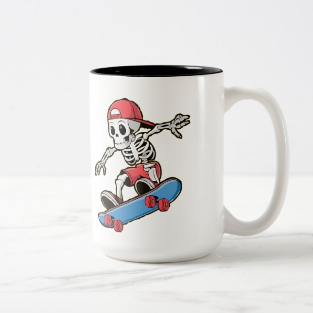 Café Em Dois Tons Caneca de Esqueleto de Skate (Direita)