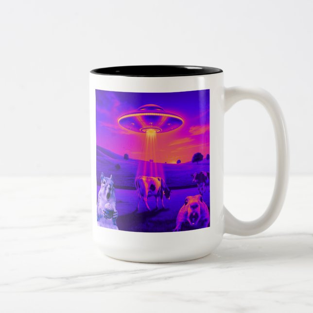 Café Em Dois Tons caneca de esquilo ufo rapto de vaca caneca engraça (Direita)