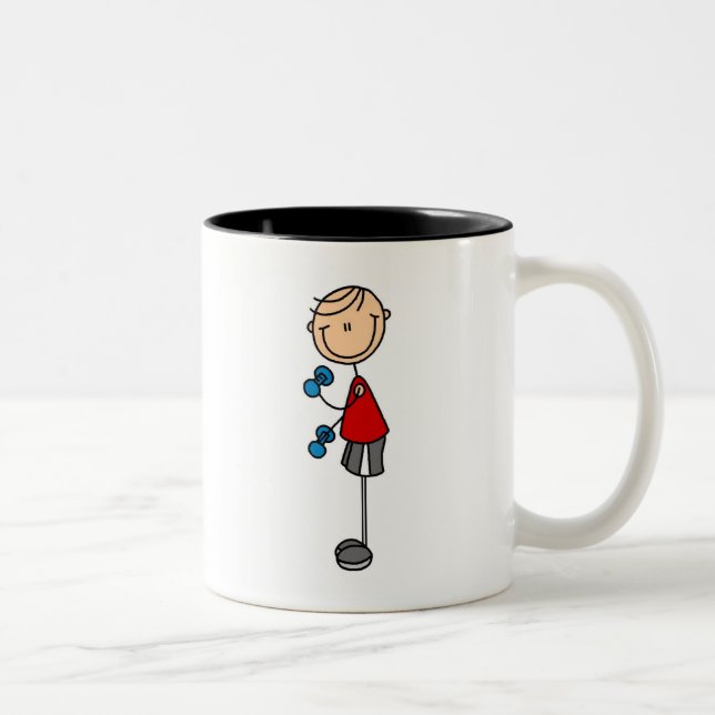 Café Em Dois Tons Caneca de Exercícios de Menino (Direita)