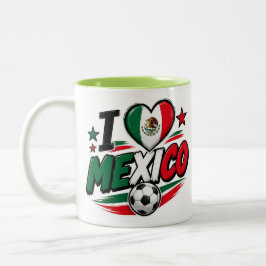 Café Em Dois Tons Caneca de Fã de Futebol do México | Orgulho Mexica