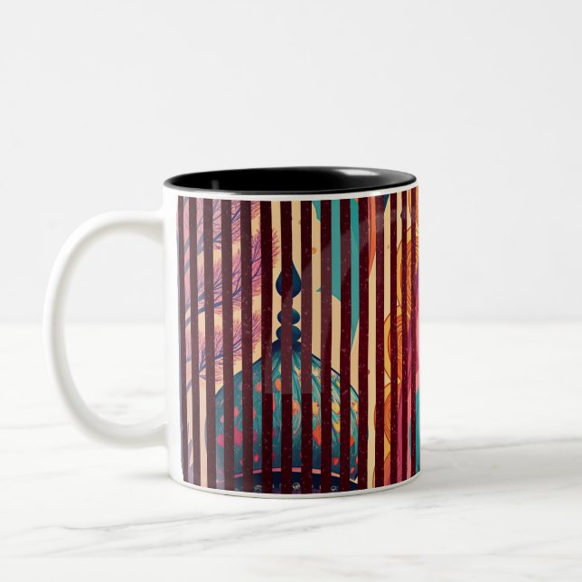 Café Em Dois Tons Caneca de Fantasia Listrada com Design de Cúpula – (Esquerda)
