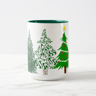 Café Em Dois Tons Caneca de Festa de Árvores de Natal do Criança