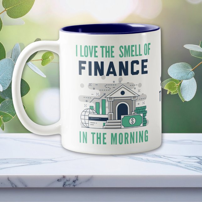 Café Em Dois Tons Caneca de Finanças Divertida (Criador carregado)