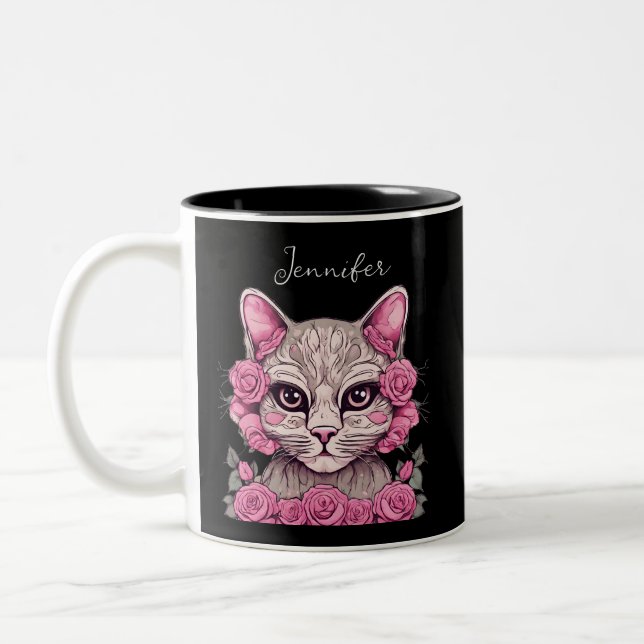 Café Em Dois Tons Caneca de Flor de Nascimento Personalizada com Gat (Esquerda)