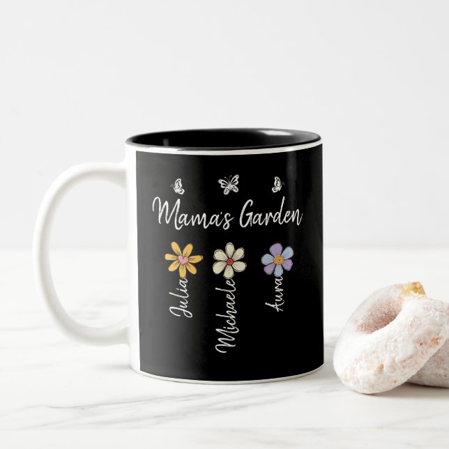 Café Em Dois Tons Caneca de Flor de Nascimento Personalizada com Nom (Com Donut)