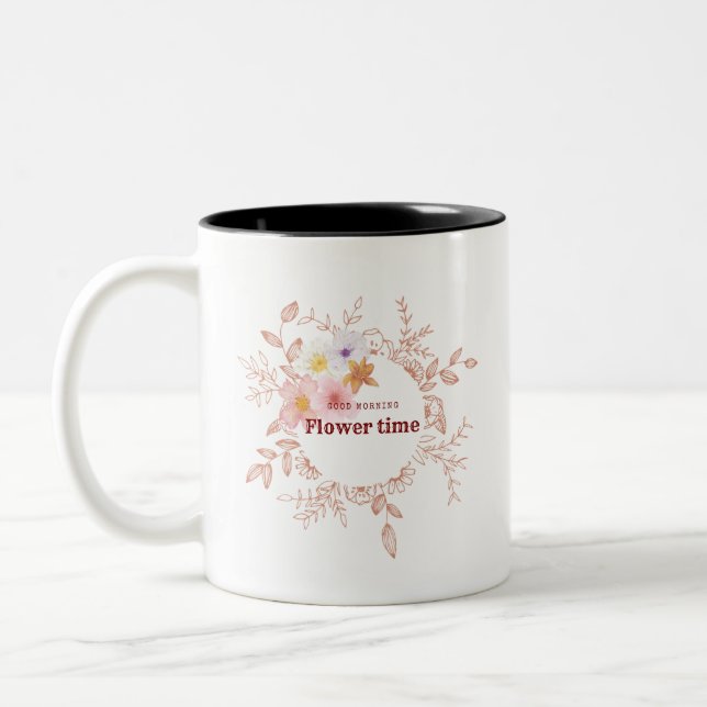 Café Em Dois Tons Caneca de Flor Matinal (Esquerda)