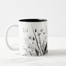 Caneca de Flor Selvagem Personalizada com Escritur