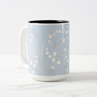 Café Em Dois Tons Caneca de Flores de Lírio do Vale Tridimensionais