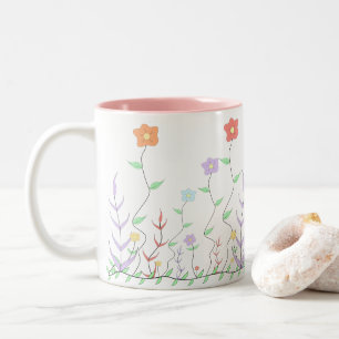 Café Em Dois Tons Caneca de Flores Silvestres Lindas
