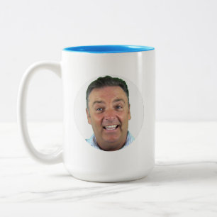 Café Em Dois Tons Caneca de Foto 2-Tons AZUL CLARO Moldura Redonda C