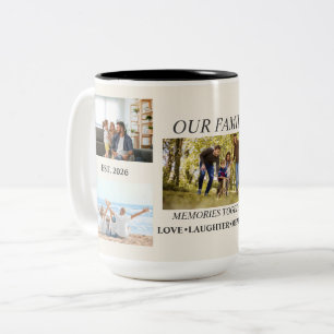Café Em Dois Tons Caneca de Foto com Nome da Família Personalizado