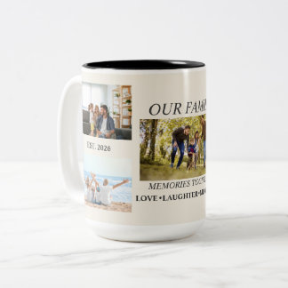 Café Em Dois Tons Caneca de Foto com Nome da Família Personalizado