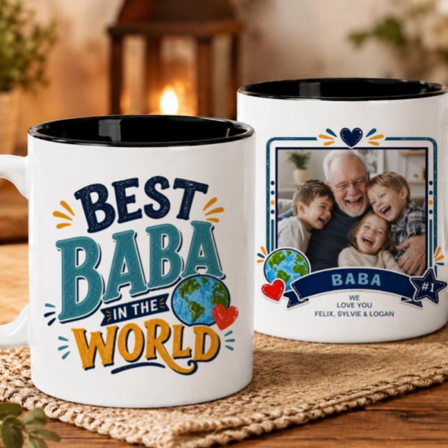 Café Em Dois Tons Caneca de Foto do Melhor Baba do Mundo (Criador carregado)