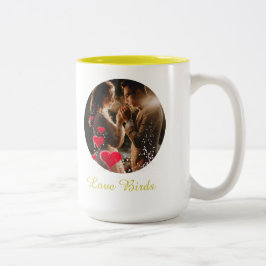 Café Em Dois Tons Caneca de Foto dos Pássaros do Amor Sr Sra