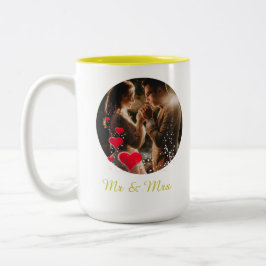 Café Em Dois Tons Caneca de Foto dos Pássaros do Amor Sr Sra