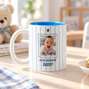 Café Em Dois Tons Caneca de Foto Personalizada Bom Dia Papai do Bebê