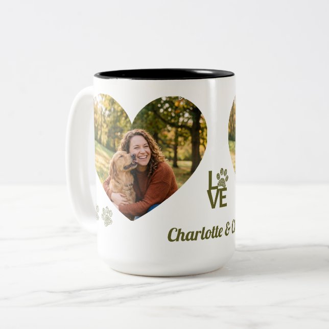 Café Em Dois Tons Caneca de Foto Personalizada de Mãe de Cachorro co (Frente Esquerda)