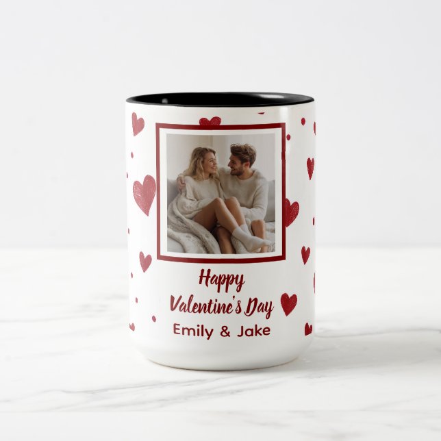 Café Em Dois Tons Caneca de Foto Personalizada Dia dos Namorados (Centro)