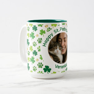 Café Em Dois Tons Caneca de Foto Personalizada do Dia de São Patríci