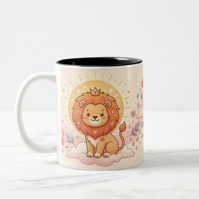 Café Em Dois Tons Caneca de Foto Personalizada do Zodíaco Leão (Esquerda)
