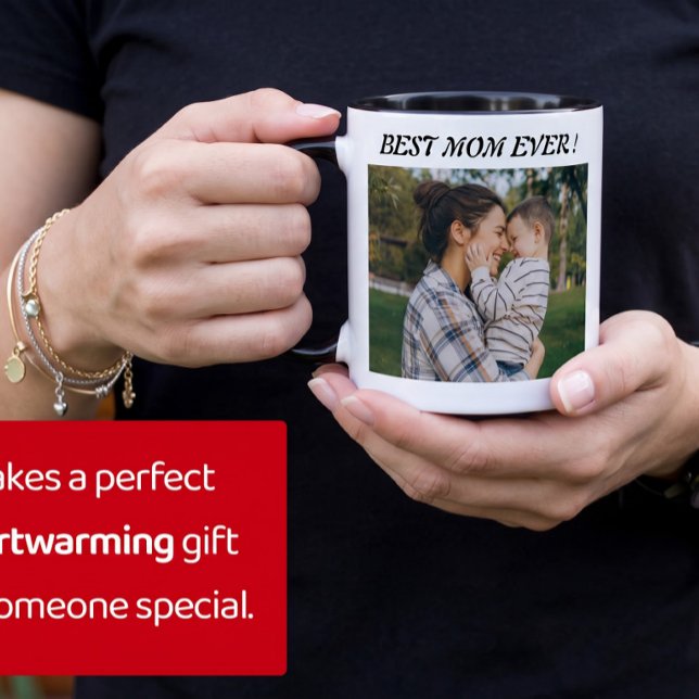 Café Em Dois Tons Caneca de Foto Personalizada para o Dia das Mães | (Criador carregado)