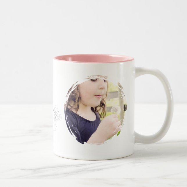 Café Em Dois Tons Caneca de Foto - Personalizada Rosa (Direita)