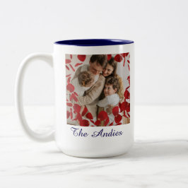 Café Em Dois Tons Caneca de Foto Unida pelo Nome da Família