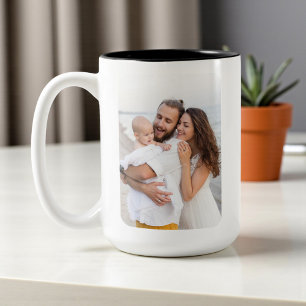 Café Em Dois Tons Caneca de Fotos da Família com Cantos Arredondados