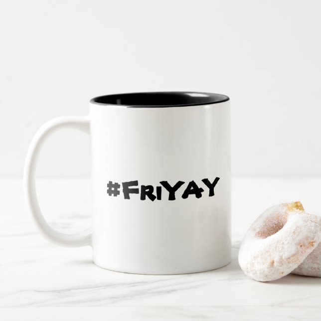 Café Em Dois Tons Caneca de FriYay (Com Donut)