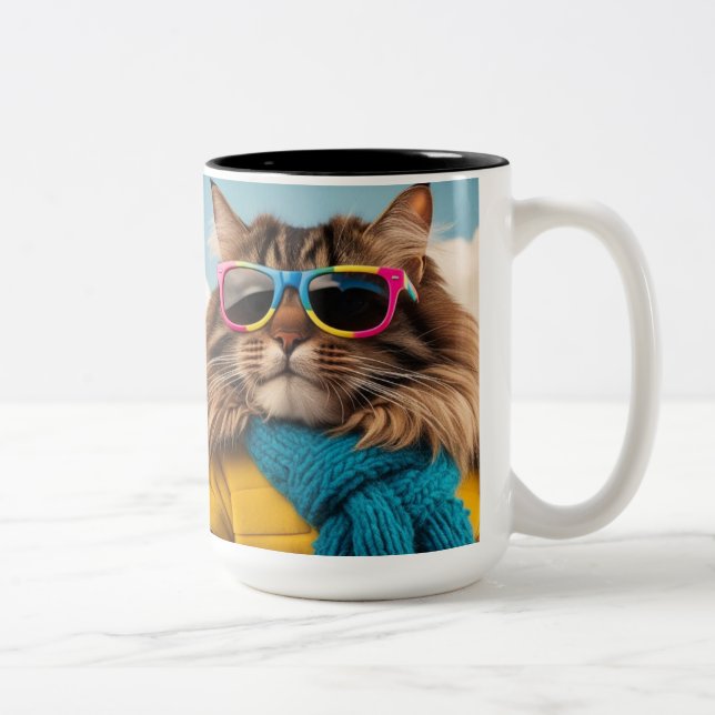 Café Em Dois Tons Caneca de gato animal (Direita)