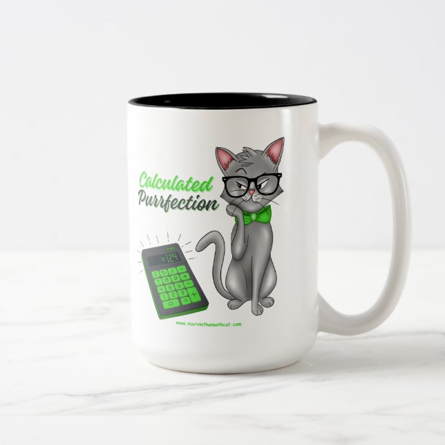 Café Em Dois Tons Caneca de Gato de Matemática Perfeição Calculada (Direita)